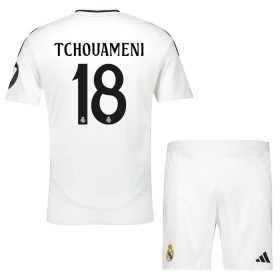 Dječji Nogometni Dres Real Madrid Tchouameni 18 Domaći 2024-25